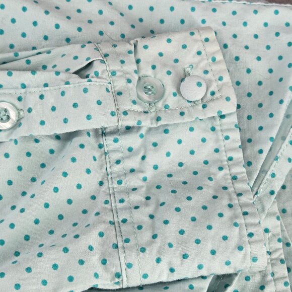 Tribal Women's Long Sleeve Button Up Dress Blouse, Teal Polka Dot, Size 14/Large - Picture 6 of 6